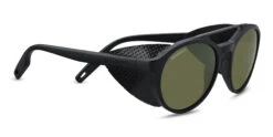 FlightSunglasses Serengeti Leandro Glacier 8585 <span>- Satin Black/Satin Dark Gunmetal, Black Leather, Polarized 555nm, Photochromic Lenses</span>