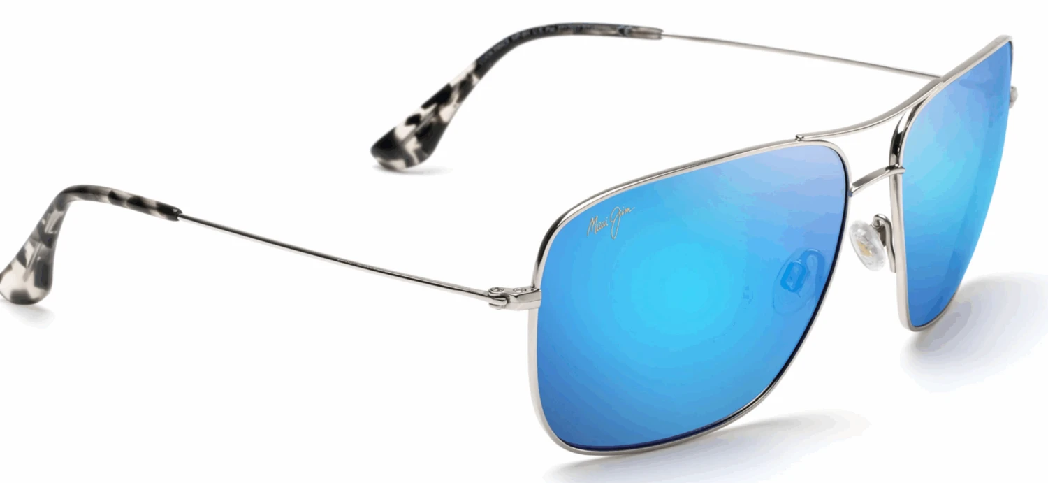 FlightSunglasses Maui Jim Cook Pines 774 Sunglasses<span>- Silver With Polarized Blue Hawaii Lens</span>