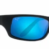 FlightSunglasses Maui Jim Peahi 202 Sunglasses<span>- Matte Black Rubber With Polarized Blue Hawaii Lens</span> -Flightsunglasses blue peahi corner