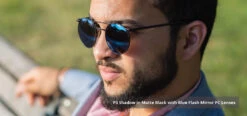 FlightSunglasses Randolph P3 Shadow Sunglasses PB010<span>- Matte Black, Blue Sky Flash Mirror Lenses</span> -Flightsunglasses mens p3 shadow 1 365bcff9 d416 45c8 8fc8 daedcf6a9cbc